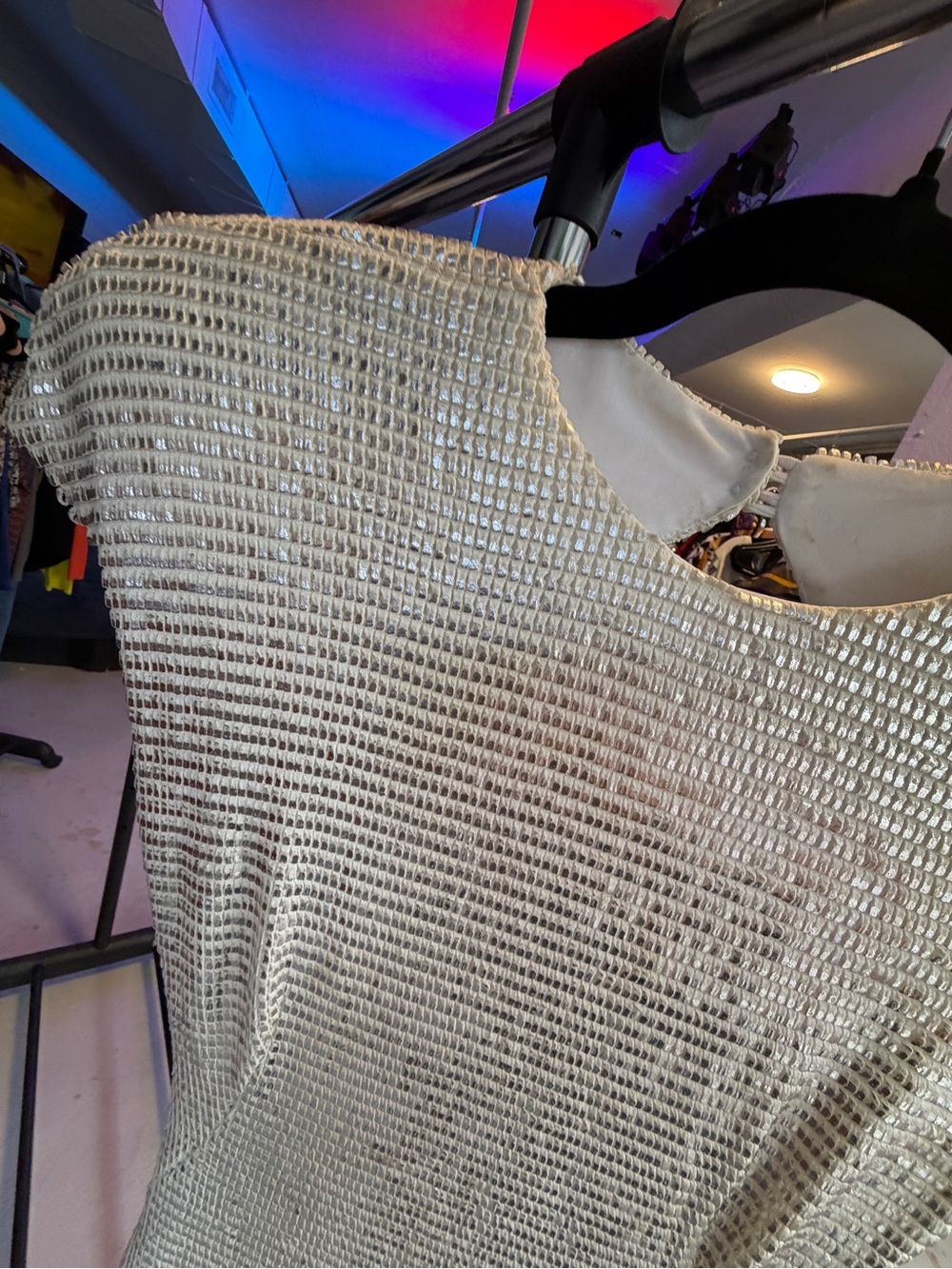 Casadei Silver Sequin Short-Sleeve Midi Dress - Picture 3 of 5